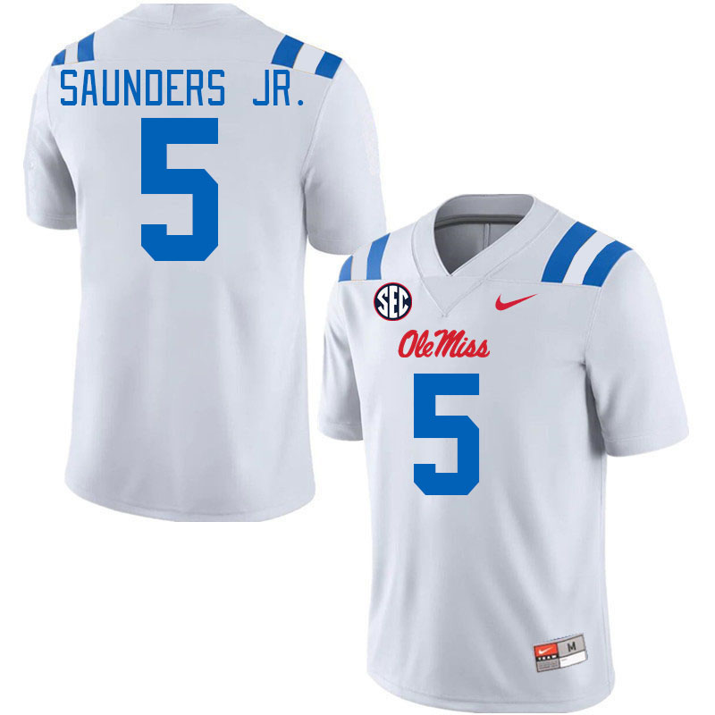 Men #5 John Saunders Jr. Ole Miss Rebels 2024 New Uniforms College Football Jerseys Stitched-White